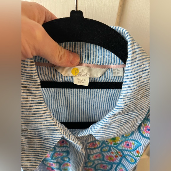 Boden Kate Linen Embroidered Midi Shirt Dress Size 8 - Picture 4 of 11